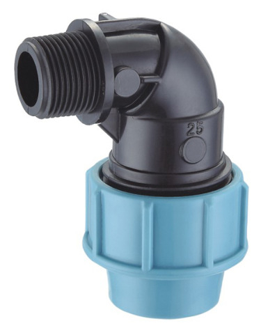 Codo macho PP azul claro 20-110 mm para sistemas de agua potable