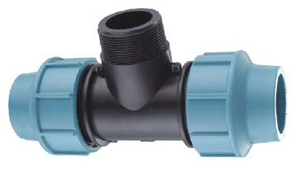 Riego Rosca Latón PP Tee Macho Azul Claro